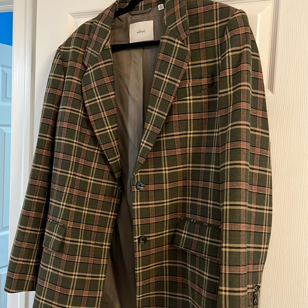 Wilfred Plaid Blazer in Olive Green and Pink